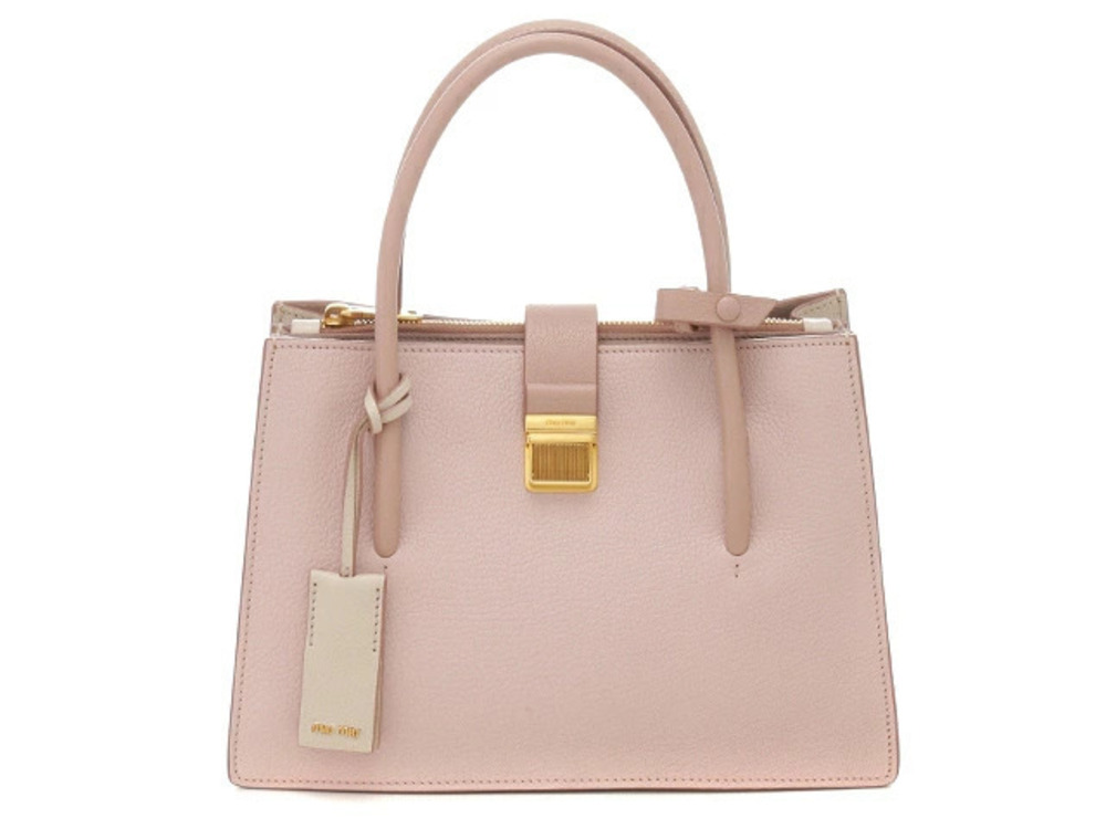 Miu Miu Shoulder Bag Embossed Pink Beige Cream
